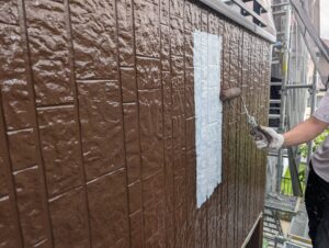 北九州市八幡区 T様邸 外壁塗装 2階 中塗り工程 パーフェクトトップ ND-503