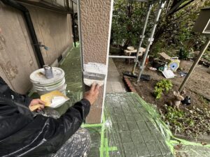北九州市Y様邸 外壁補修中 下地処理作業