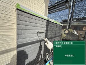北九州市八幡西区 外壁アクセント部分 上塗り N-40 外壁塗装